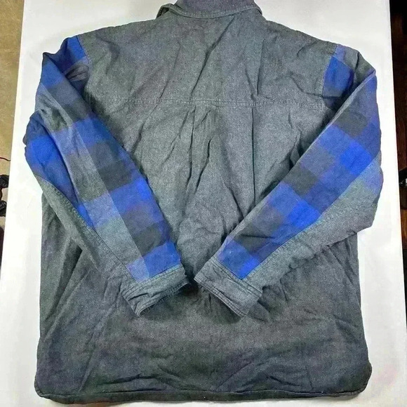 AVALANCHE Cotton Fleece Lined Blue Plaid Flannel Jacket Pockets Button Men Large - Picture 7 of 8